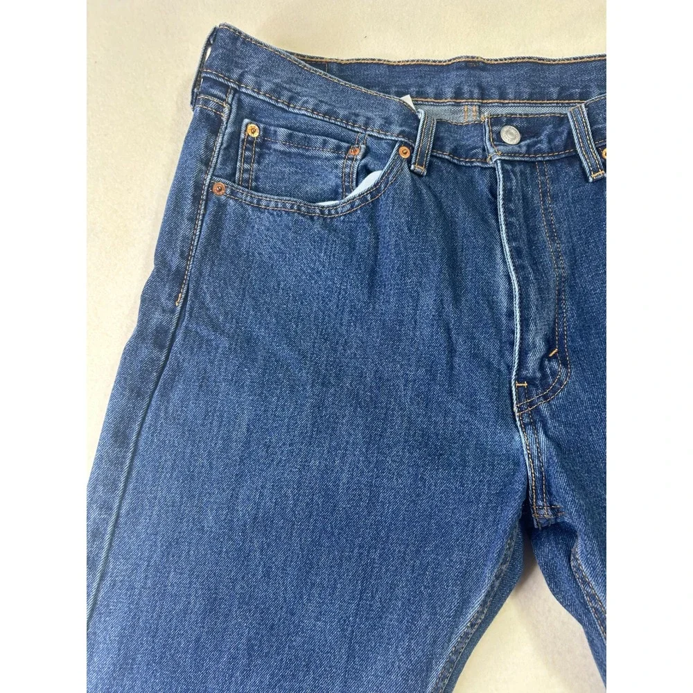 Levis 505 Mens Regular Fit Straight Leg Jeans‎ Medium Wash Blue Denim 34x30